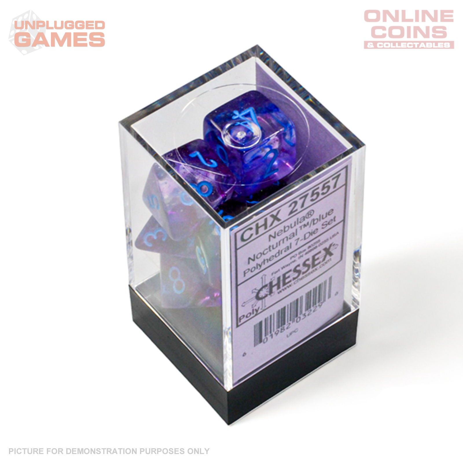 Chessex D7-Die Set Nebula Polyhedral Nocturnal/blue Luminary 7-Die Set